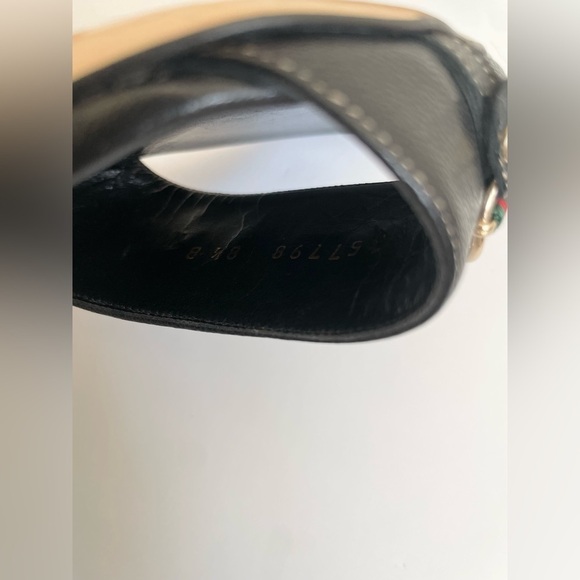 Gucci Black Leather Capri Kittle heel mules with web and chain link details 8.5 - Picture 11 of 12